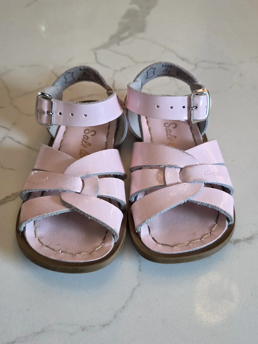 Girls' Pink Patent Water Sandals with Buckle Strap